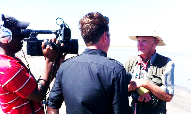 David Lemon being interviewed at end of walk in Mozambique